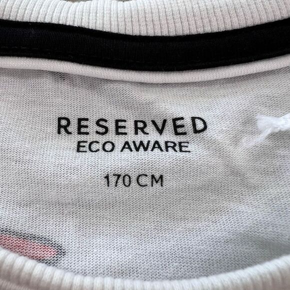 Reserved Eco Aware Short Sleeve Skate Printed White t-shirt Size S/M 100% Cotton - Picture 4 of 9